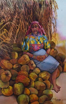 Puruvian Woman with Coconuts
