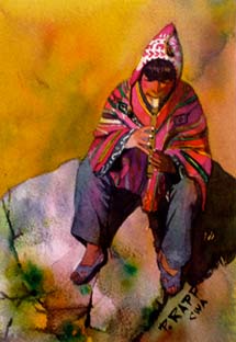Puruvian Flute Player